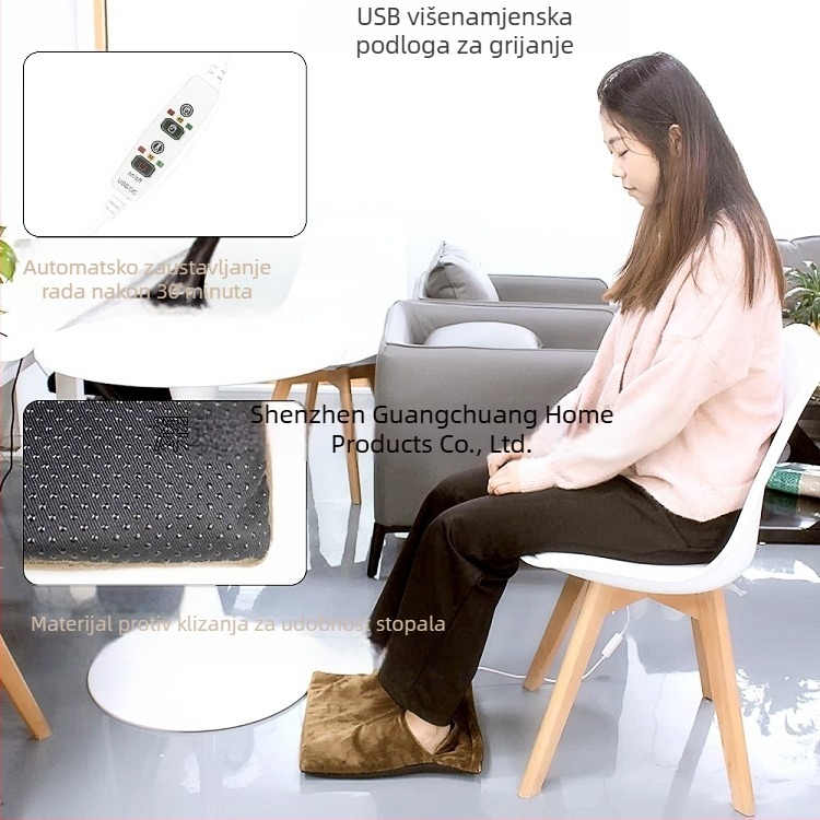 Creatter USB grijane papuče – kućne cipele s višestrukim grijanjem, ultra mekani velur gornji dio, TPE đon, model 50246