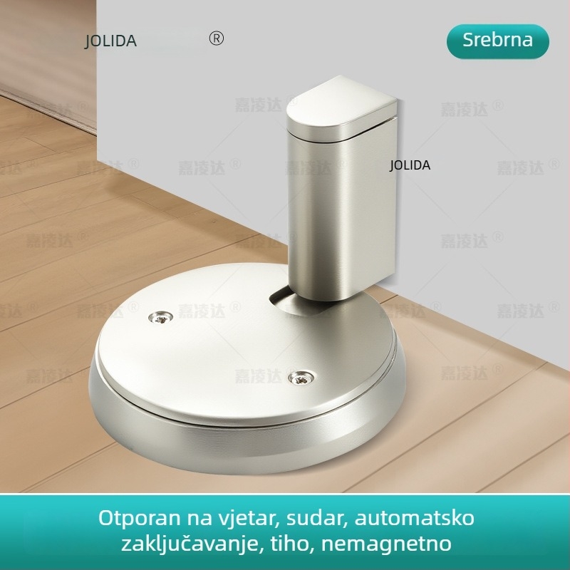 Stopač za vrata Gg-299: podni apsorber otporan na vjetar, cinkova legura, brušeni završetak, podni montaža, automatsko upravljanje, moderan stil