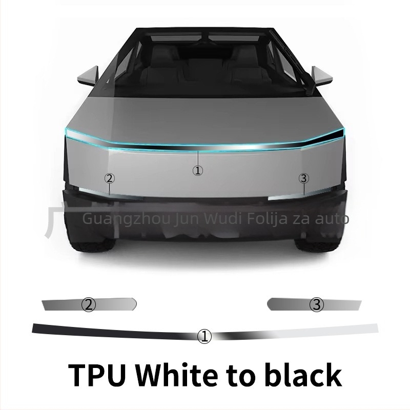 TPU film za prednje svjetlo s upravljanjem osvjetljenjem, mijenja boju iz bijele u ljubičastu, za Tesla Cybertruck
