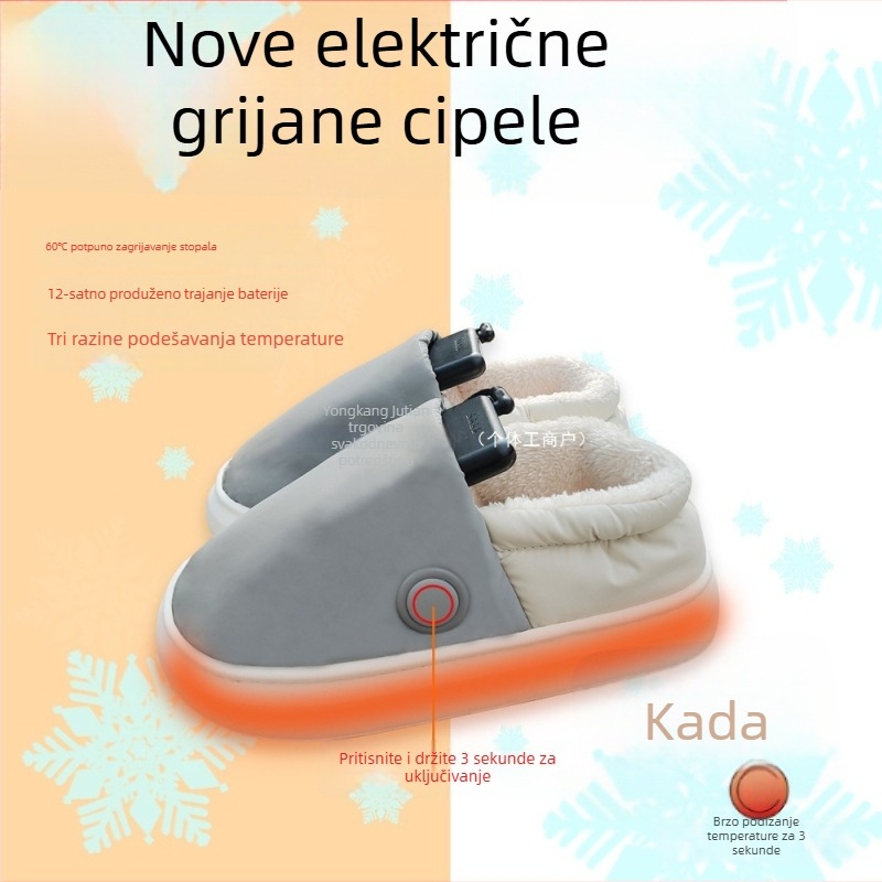USB grijane papuče s kožnim gornjim dijelom, muške kućne papuče s grijanim uloškom