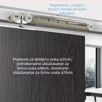 Klizna kuhinjska vrata s amortizerom – dvostrano hidraulično tiho zatvaranje, cinkov legura, model Yigu s bijelim nagnutim kotačićem, nosivost 80 kg