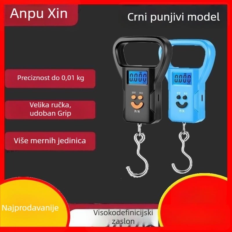 Ručna prijenosna elektronička vaga s oprugom i kukom, USB napajanje, mjerenje tjelesne težine, kapacitet 50 kg
