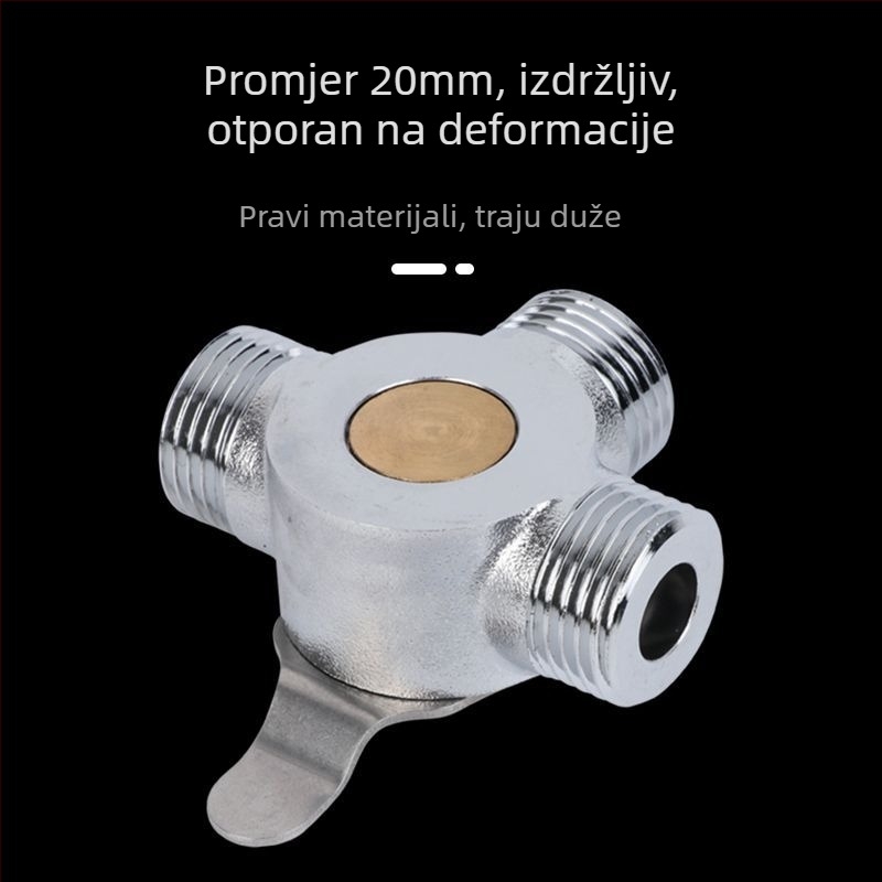 Kuhinjski miješajući ventil, nehrđajući čelik, troputni ulaz tople i hladne vode, normalan tlak, 80°C topla voda