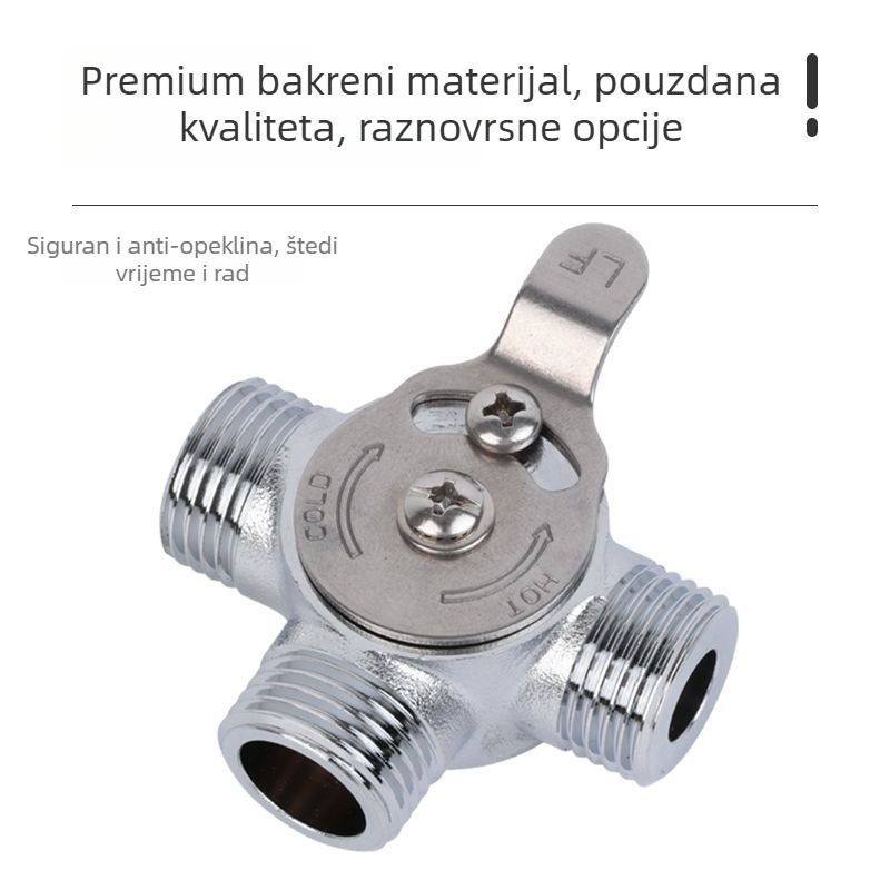 Kuhinjski miješajući ventil, nehrđajući čelik, troputni ulaz tople i hladne vode, normalan tlak, 80°C topla voda
