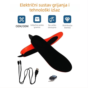 Električna grijana uloška za papuče, s daljinskim upravljanjem, periva, povećava visinu pete, USB napajanje, unisex