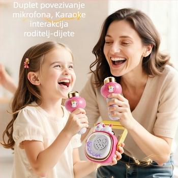 Dječji glazbeni mikrofon s jednorogom i pandom – sve-u-jednom audio uređaj (materijal: plastika; dob: 4–6 godina; unisex; kategorija: glazbeni mikrofon)