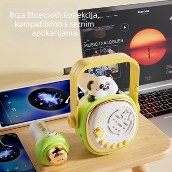 Dječji glazbeni mikrofon s jednorogom i pandom – sve-u-jednom audio uređaj (materijal: plastika; dob: 4–6 godina; unisex; kategorija: glazbeni mikrofon)