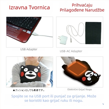 USB grijaće papuče za stopala, plišani gornji dio, potplat od termoplastičnog elastomera, unisex, dizajn s omotačem pete