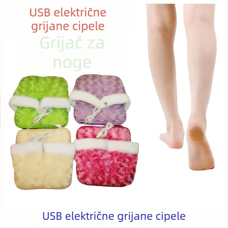 USB grijane papuče – baršunasti gornji dio, unisex, univerzalna veličina