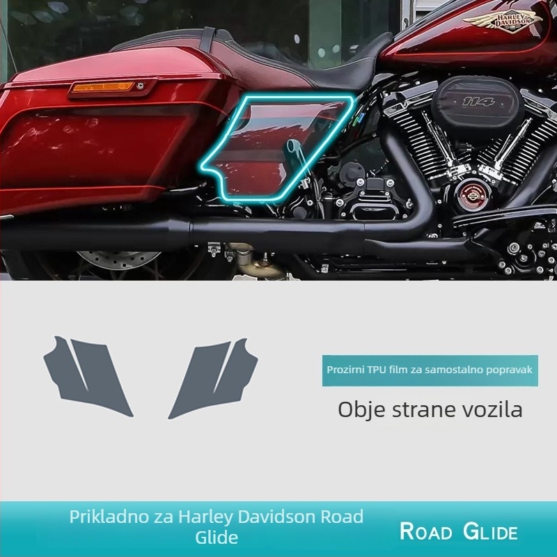 TPU zaštitna folija za Road Glide motocikl — materijal: TPU; funkcija: otpornost na visoke/niske temperature; lokacija: središnji upravljački sklop; kompatibilnost: univerzalna