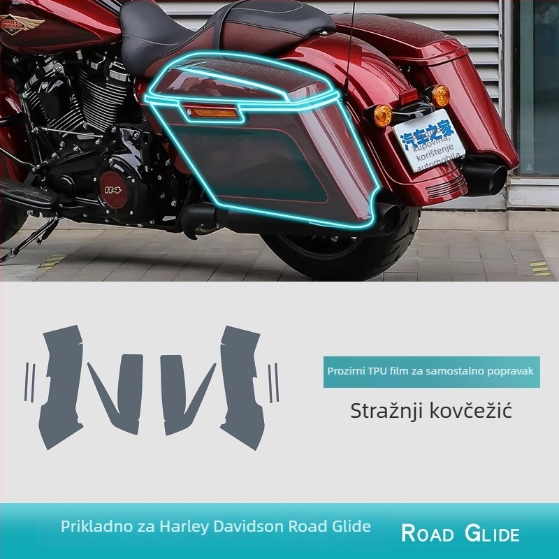 TPU zaštitna folija za Road Glide motocikl — materijal: TPU; funkcija: otpornost na visoke/niske temperature; lokacija: središnji upravljački sklop; kompatibilnost: univerzalna