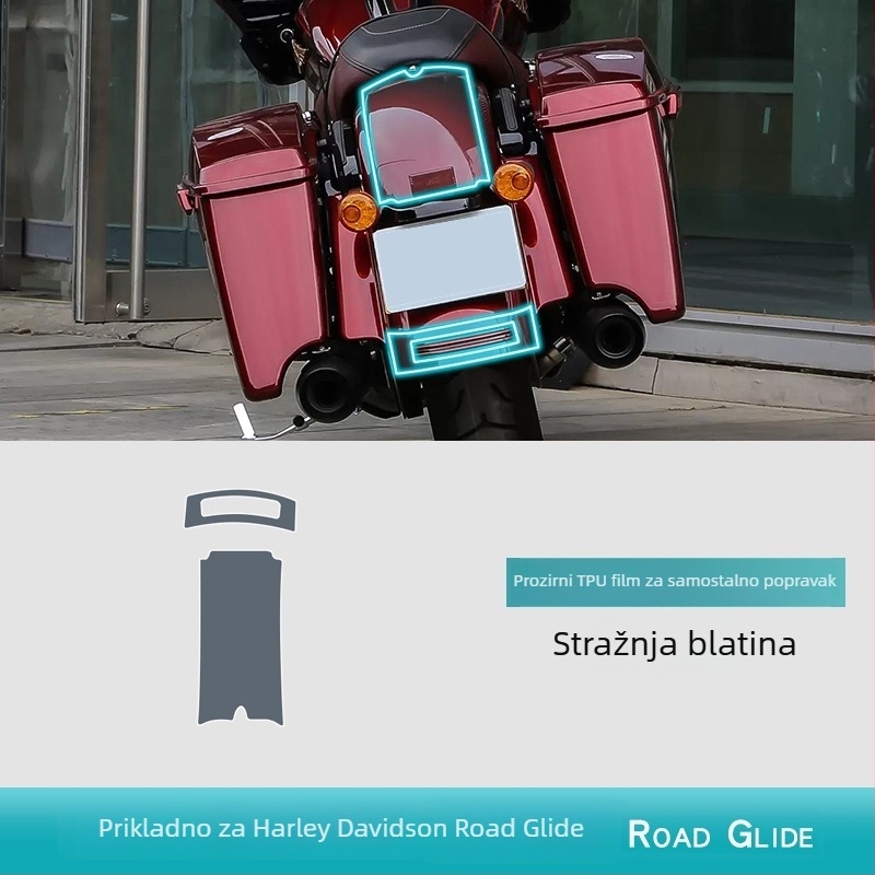 TPU zaštitna folija za Road Glide motocikl — materijal: TPU; funkcija: otpornost na visoke/niske temperature; lokacija: središnji upravljački sklop; kompatibilnost: univerzalna