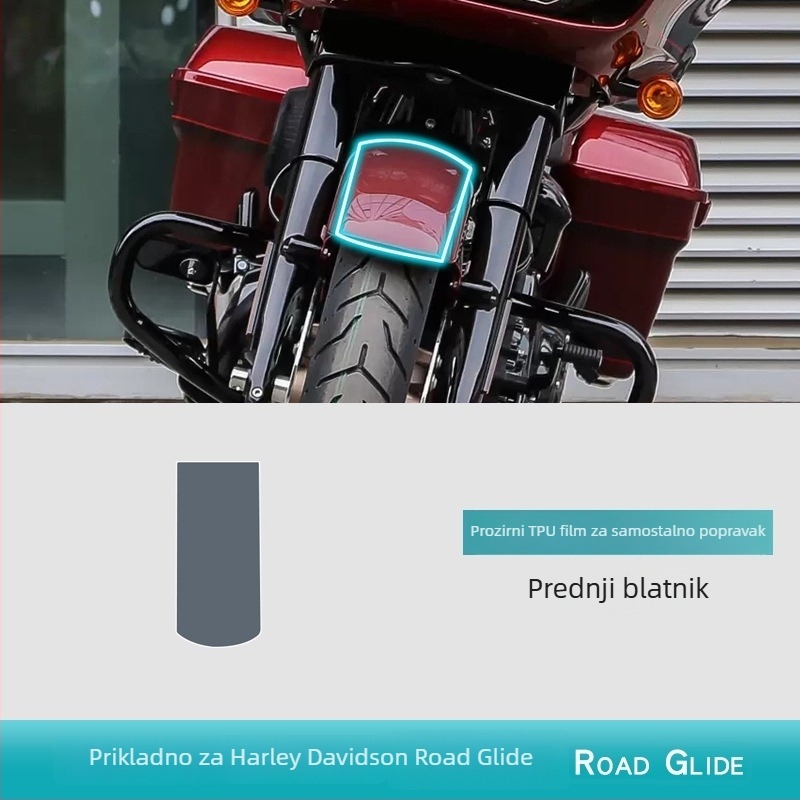 TPU zaštitna folija za Road Glide motocikl — materijal: TPU; funkcija: otpornost na visoke/niske temperature; lokacija: središnji upravljački sklop; kompatibilnost: univerzalna