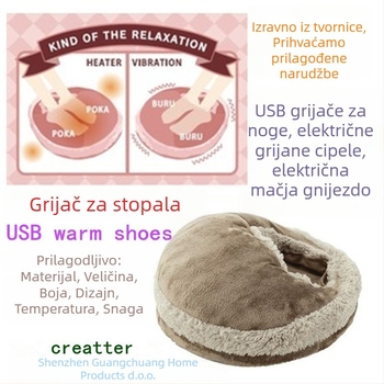 Creatter Unisex USB Grijane Papuče s Grijanom Uložkom, Gornji Dio od Koralnog Flisa, Protuklizna Potplat, Pokrov Pete