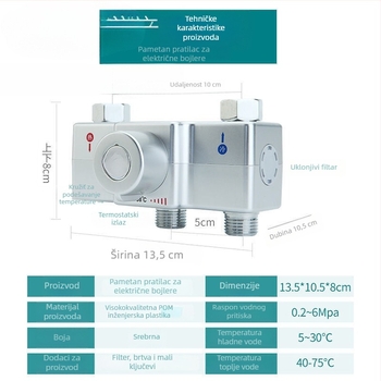 Električni bojler za vodu s pametnim termostatom i termosatskim tuš ventilem | konstantna temperatura | CE certifikat