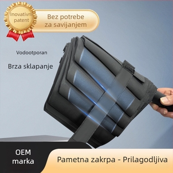 Sklopivi kišobran s automatskim otvaranjem, 8 čeličnih rebara, čelični štap, plastična ručka, za školu