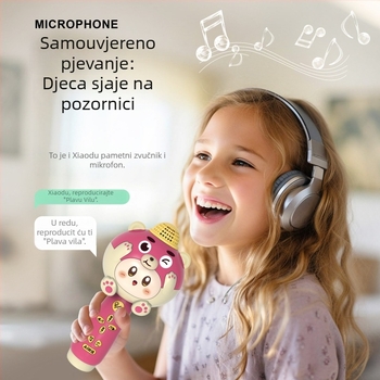 Edukativni dječji mikrofon — Bluetooth, Snimanje, USB punjenje, Povezivanje s mobilnom aplikacijom (Materijal: Plastika; Dob: 4–6 godina; Napajanje: USB)
