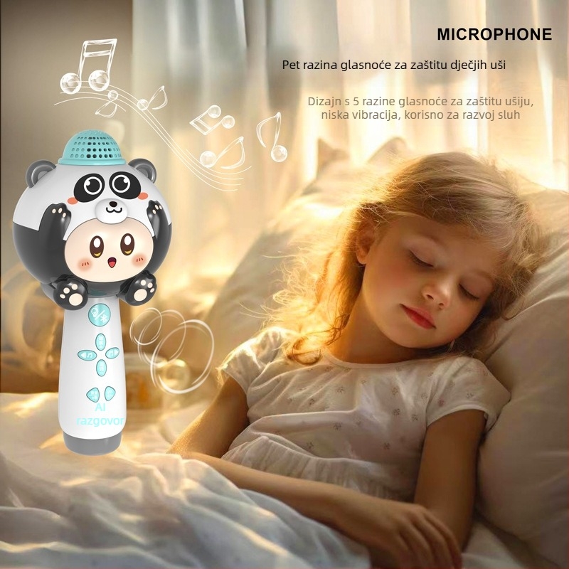Edukativni dječji mikrofon — Bluetooth, Snimanje, USB punjenje, Povezivanje s mobilnom aplikacijom (Materijal: Plastika; Dob: 4–6 godina; Napajanje: USB)