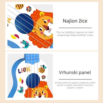 Dječji ukulele-igračka gitara – plastični glazbeni instrument, marka Huarui, kategorija: ukulele gitara, za djecu 4–6 godina, 3C certifikat 2019152202026856