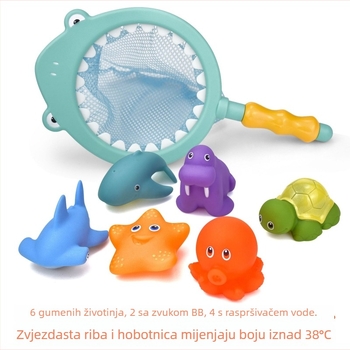 Set igračaka za kupanje – mekani plastični likovi za stiskanje (svinja i morski pas) za djecu 4–6 godina