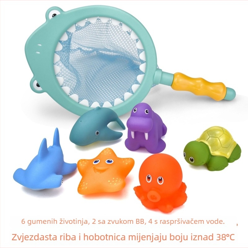 Set igračaka za kupanje – mekani plastični likovi za stiskanje (svinja i morski pas) za djecu 4–6 godina