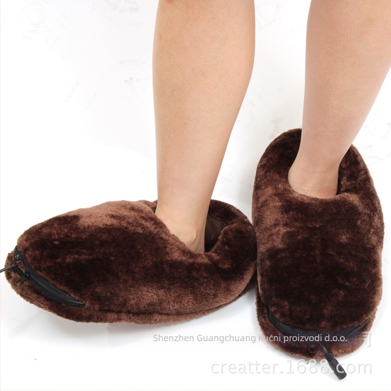 Creatter Unisex USB Grijane papuče za dom – gornji dio od Coral Fleece, protuklizna podloga