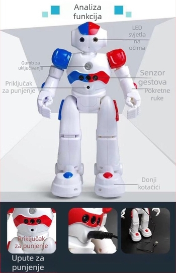 Daljinski upravljani pametni robotić za djecu sa senzorom gesti, pjeva i pleše, punjiva litijska baterija, edukativna interaktivna igračka za uzrast 7–14 godina