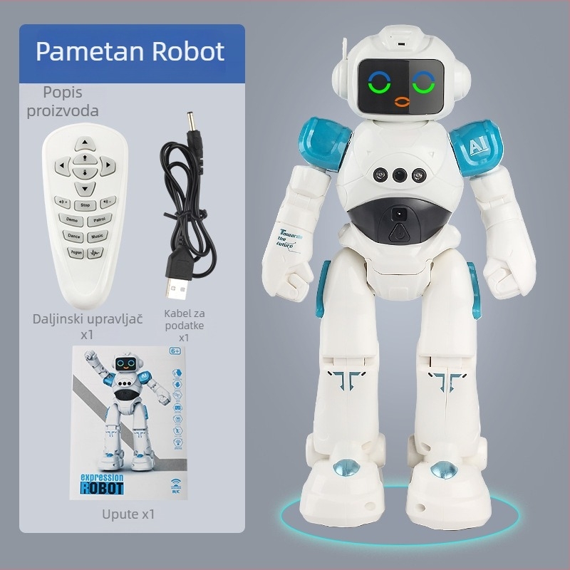 Daljinski upravljani pametni robotić za djecu sa senzorom gesti, pjeva i pleše, punjiva litijska baterija, edukativna interaktivna igračka za uzrast 7–14 godina