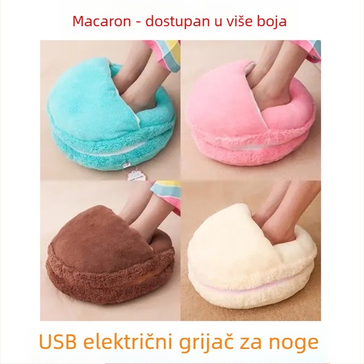 USB grijane papuče s baršunastim gornjim dijelom, unisex, višepunktno grijanje, Macaron dizajn