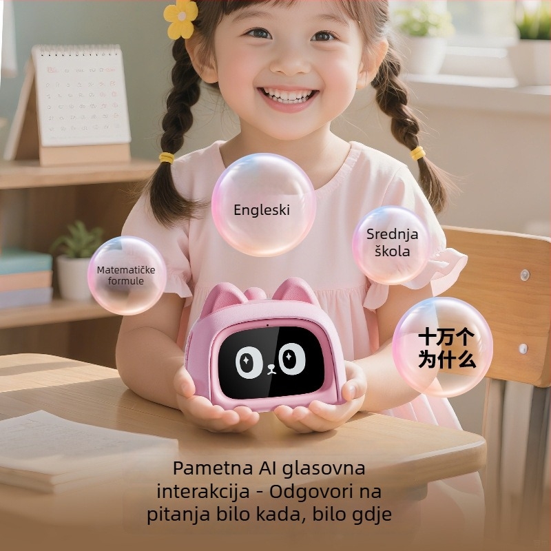 AI glasovni pametni budilnik za djecu – Interaktivni obrazovni uređaj s prepoznavanjem glasa, LCD zaslonom, Wi‑Fi i punjivom baterijom