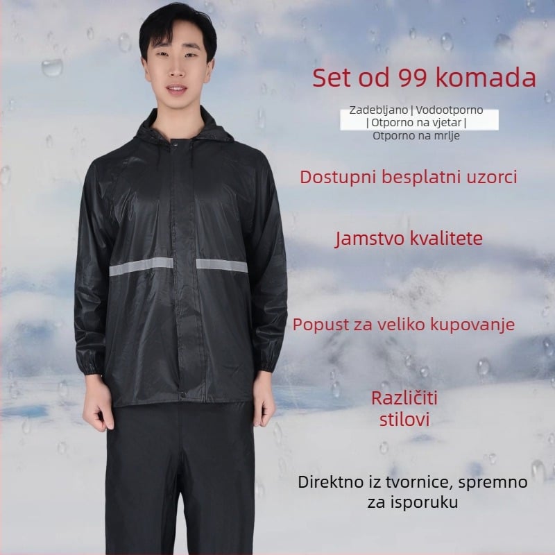 Profesionalni podijeljeni kišni pončo, Oxford tkanina, 0,1 mm debljina, PVC vodootporni sloj, mogućnost tiska logotipa