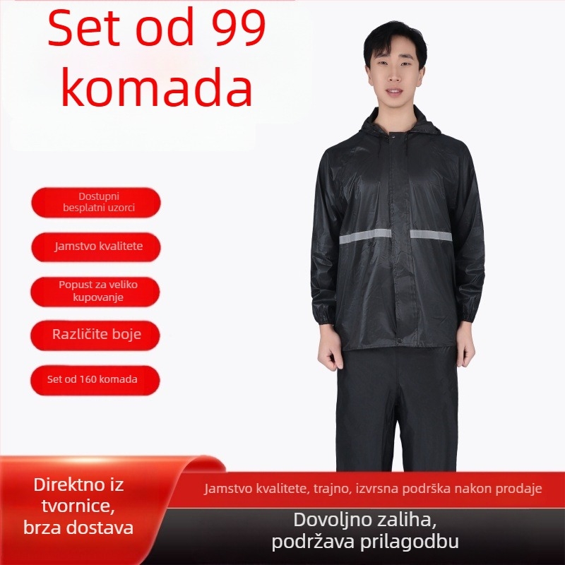 Profesionalni podijeljeni kišni pončo, Oxford tkanina, 0,1 mm debljina, PVC vodootporni sloj, mogućnost tiska logotipa