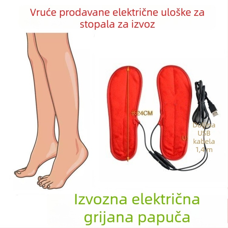 USB papuče s grijanjem – unisex, gornji dio od mekane baršune, potplat od tekstila i pjene