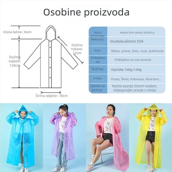 Cjeloviti EVA kišni kaput za planinarenje, 0,2 mm tkanina, za 1 odraslu osobu, vanjska upotreba, PU vodootporan sloj