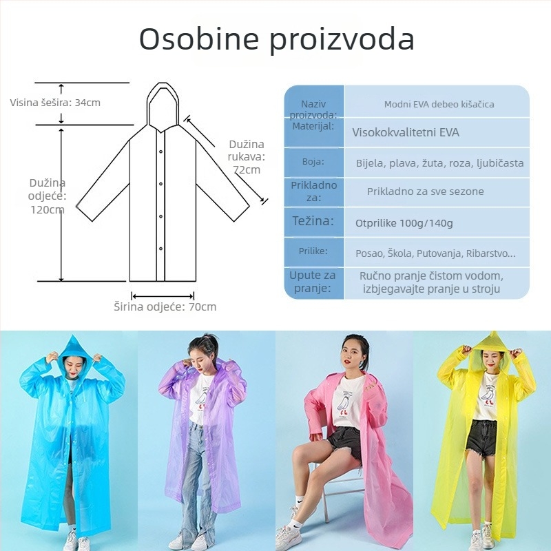 Cjeloviti EVA kišni kaput za planinarenje, 0,2 mm tkanina, za 1 odraslu osobu, vanjska upotreba, PU vodootporan sloj