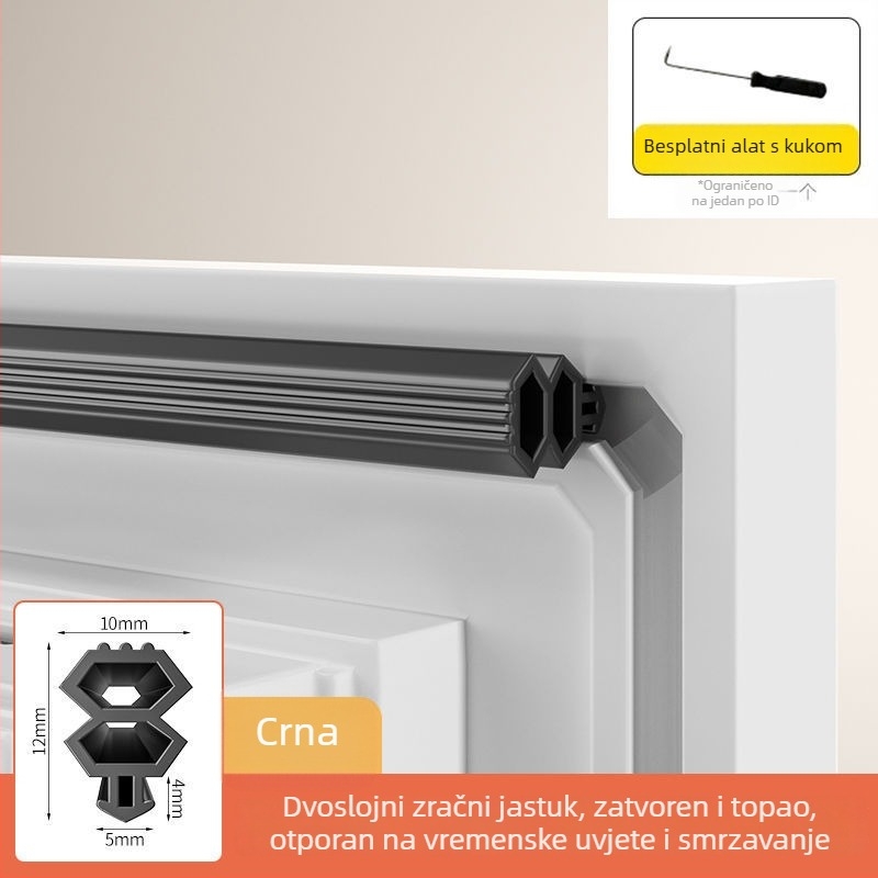 Zaptivna traka za PVC i prozore s termičkim prekidom; otporna na vjetar i sprječava propuštanje zraka zimi