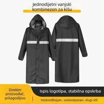 Dugi kišni kaput za odrasle, jedinstveno vodootporno vanjsko odijelo s reflektirajućim detaljima za vožnju biciklom