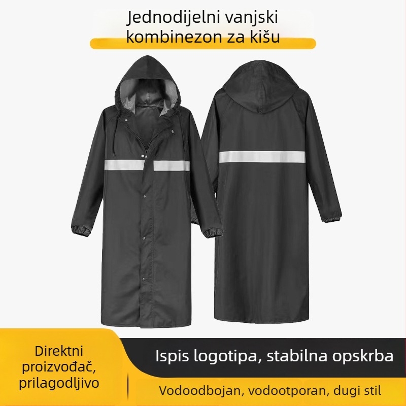 Dugi kišni kaput za odrasle, jedinstveno vodootporno vanjsko odijelo s reflektirajućim detaljima za vožnju biciklom