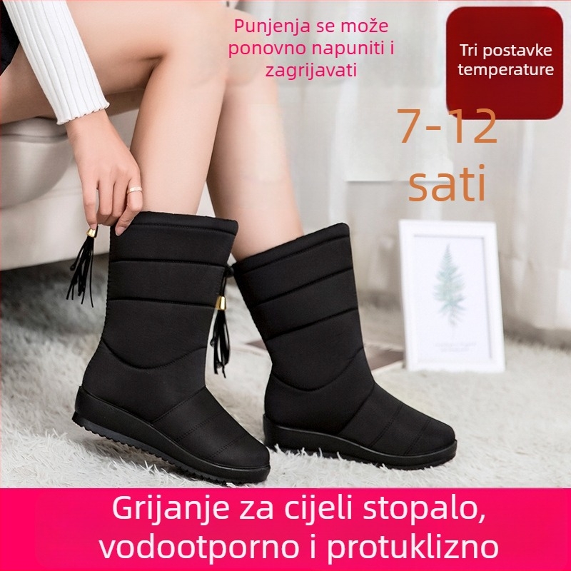 Ženske električne grijane cipele s USB napajanjem, platneni gornji dio, gumena potplat