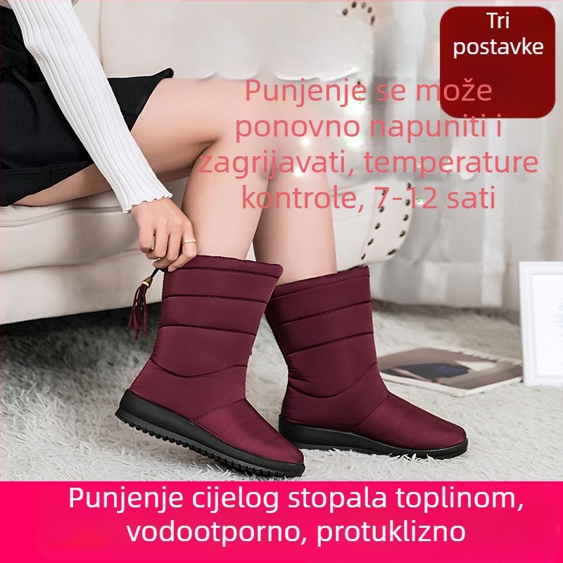 Ženske električne grijane cipele s USB napajanjem, platneni gornji dio, gumena potplat