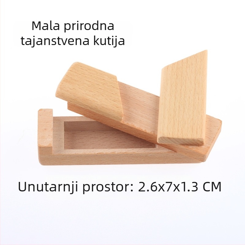 Drvena kutija-zagonetka s Kongming/Luban zámkom – otključavanje, DIY, za uzrast 7–14 godina