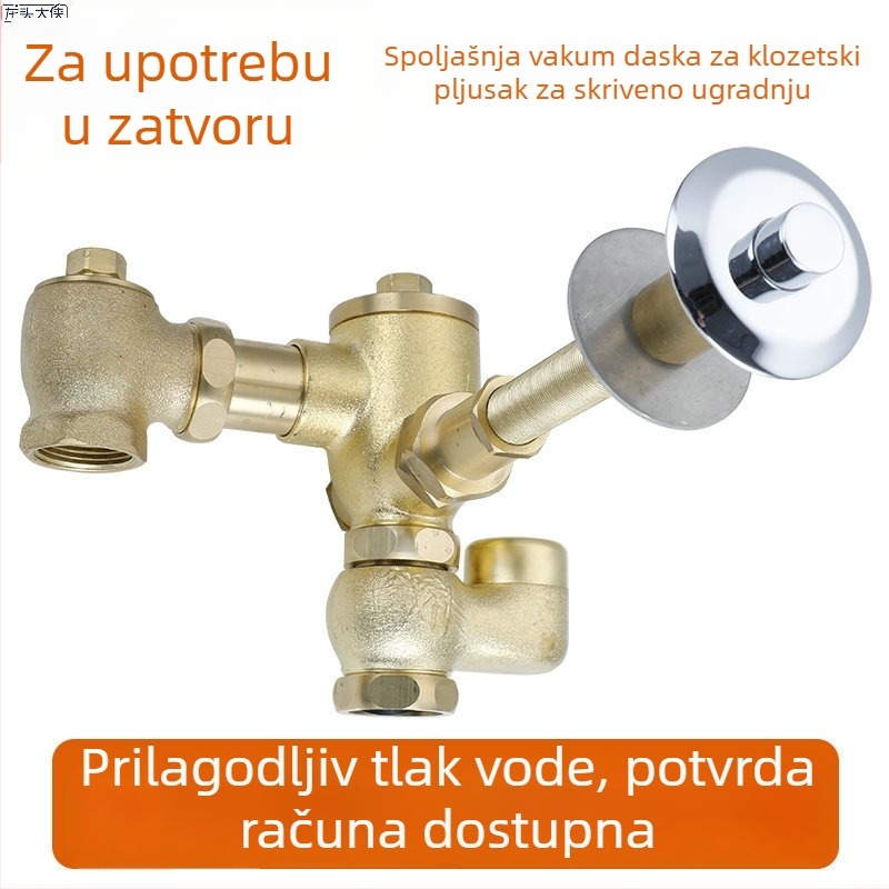 Bakrena skriti zidni ispiranje ventil za zahod za squat WC — ručno upravljanje, 3–6 s ispiranje, model Prison, moderan minimalistički stil