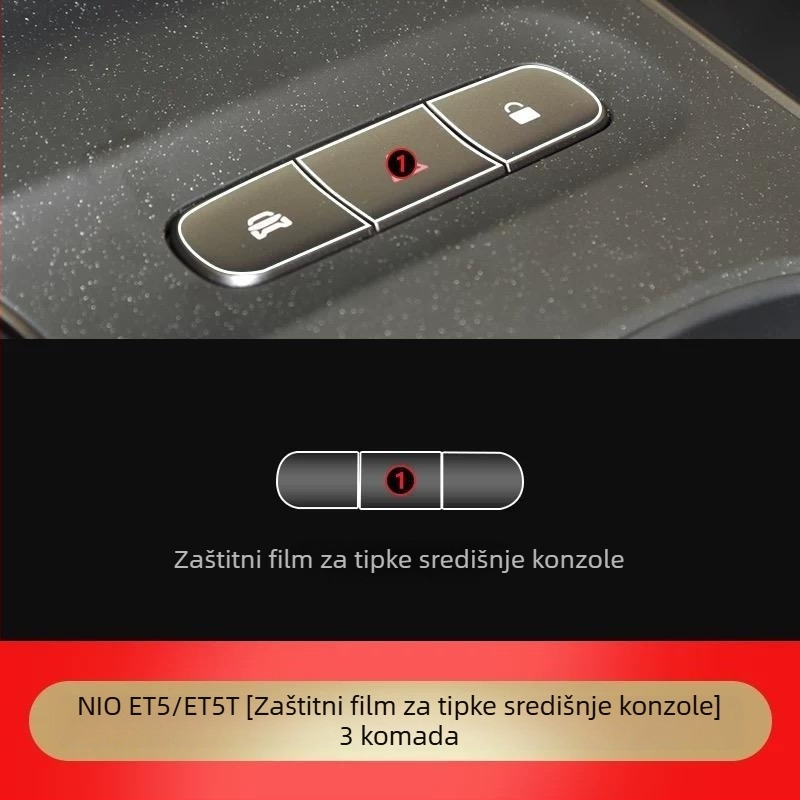 TPU interni zaštitni film za NIO ET5T – tamno crni film za središnju kontrolnu ploču i zaslon, zaštita otvora za zrak