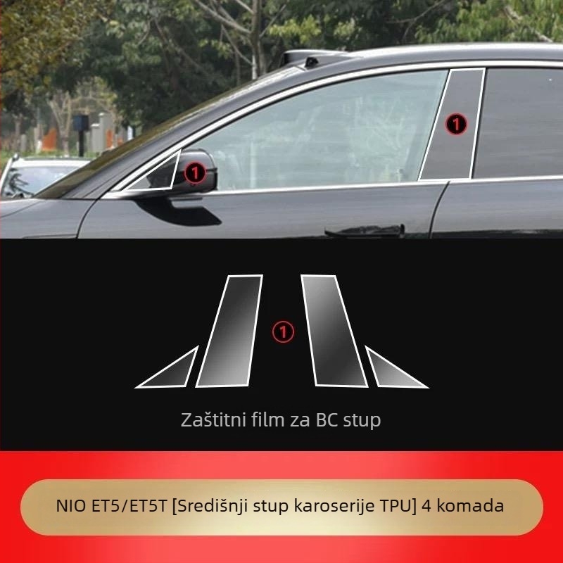 TPU interni zaštitni film za NIO ET5T – tamno crni film za središnju kontrolnu ploču i zaslon, zaštita otvora za zrak