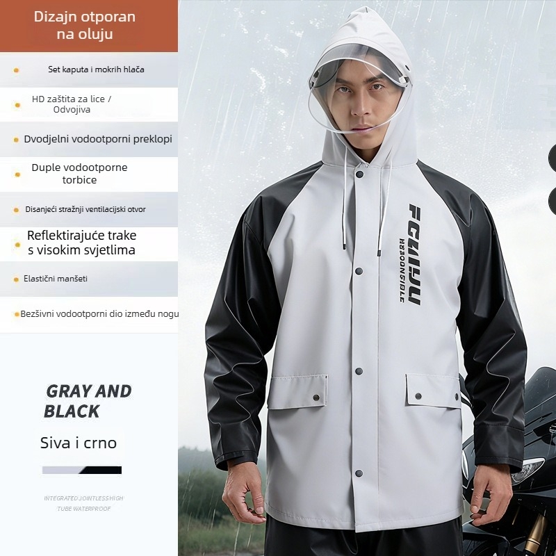 Set kišobran za odrasle: Odvojeni kišobrat za dostavu, Unisex pončo za cijelo tijelo, PVC tkanina s vodootpornim slojem ljepila PVC, Debeli materijal, Mogućnost prilagodbe logotipa
