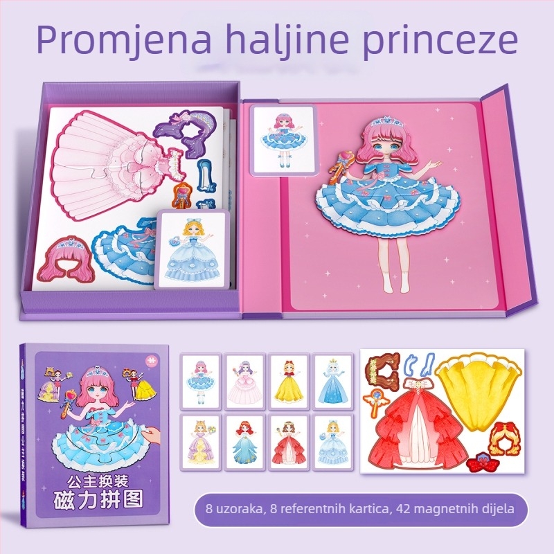 Magnetska slagalica za oblačenje princeze za djevojčice, DIY igračka za djecu od 4 do 6 godina