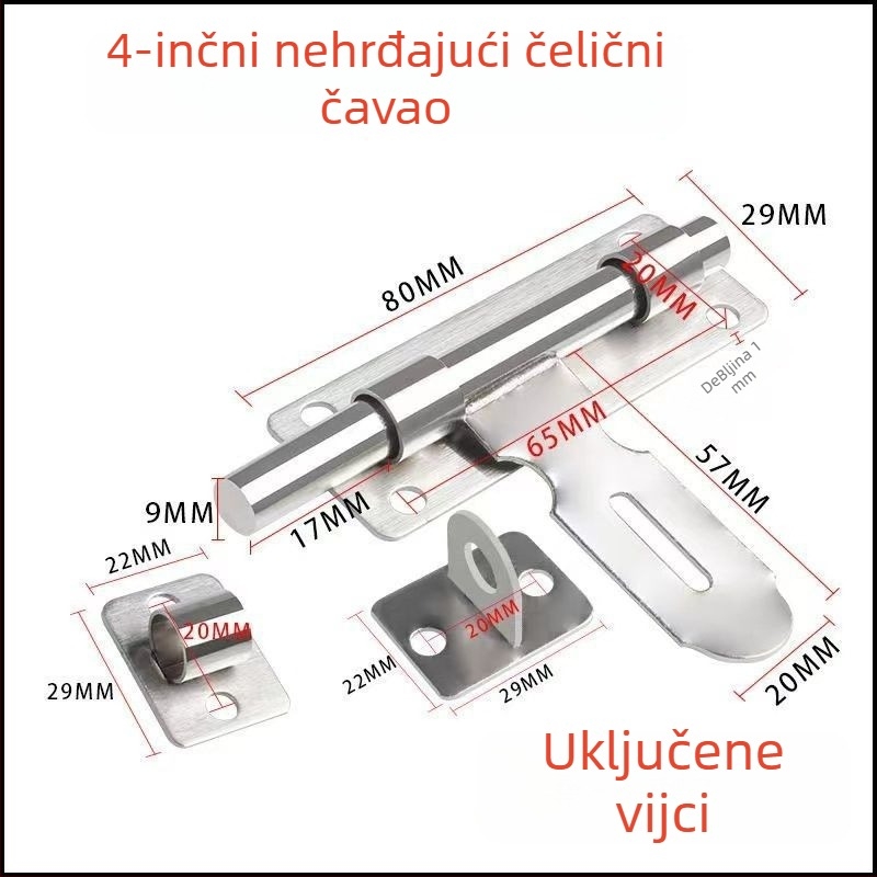 Zasun za vrata od nehrđajućeg čelika, teška konstrukcija, novi kineski stil, univerzalni tip