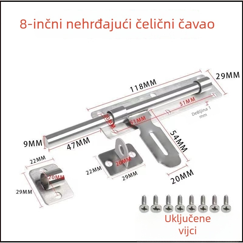 Zasun za vrata od nehrđajućeg čelika, teška konstrukcija, novi kineski stil, univerzalni tip