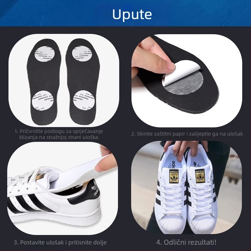 Uložak za cipele s protuskliznim fiksiranjem, samoljepljiva dvostrana podloga, univerzalno za muškarce, žene i djecu, sve sezone, Materijal: pamuk-papir ulje ljepilo