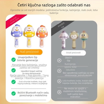 Bežični karaoke mikrofon za djecu s efektom odjeka – edukativna interaktivna pjevačka igračka za uzrast 4–6 godina